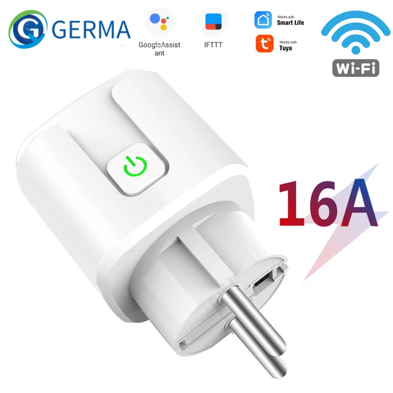 GERMA Tuya WiFi EU Smart Plug 16A 220V Adapter Wireless Remote Voice Control Power Monitor Timer Socket for Google Home Alexa
GERMA Tuya WiFi EU Smart Plug 16A 220V Adapter Wireless Remote Voice Control Power Monitor Timer Socket for Google Home Alexa