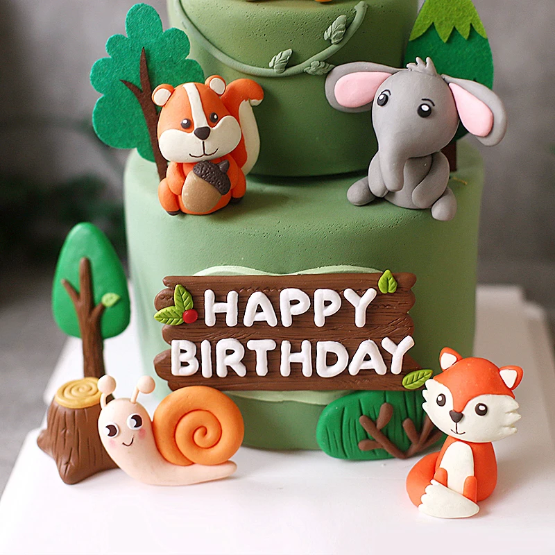 Woodland Forest Cartoon Animal Cake Topper Tiger Elephant Snail Fox Happy Kids Birthday Cake Decor Jungle Safari Party Decor
Woodland Forest Cartoon Animal Cake Topper Tiger Elephant Snail Fox Happy Kids Birthday Cake Decor Jungle Safari Party Decor