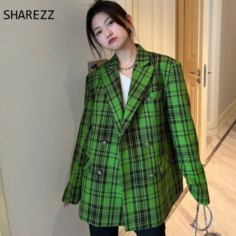 2022 Spring Blazer Jackets Women New Green Plaid Loose Suit Korean Oversize Long Slevee Double Breasted Chic Outwear Female
2022 Spring Blazer Jackets Women New Green Plaid Loose Suit Korean Oversize Long Slevee Double Breasted Chic Outwear Female