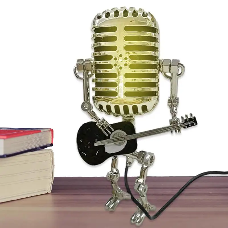 Retro Table Lamp Metal Microphone Robot Nightstand Desk Lamp With Mini Guitar Retro Style Household Ornaments For Bedroom Bar
Retro Table Lamp Metal Microphone Robot Nightstand Desk Lamp With Mini Guitar Retro Style Household Ornaments For Bedroom Bar