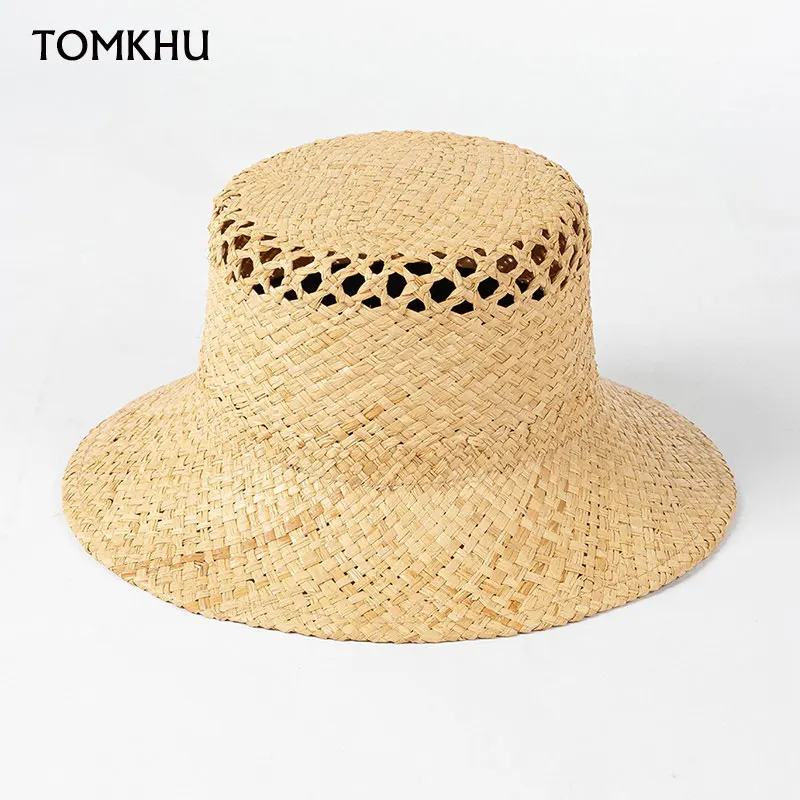 Панама из рафии Женская, модная повседневная соломенная шляпа от солнца с вырезами, с защитой от ультрафиолета, летняя пляжная шапка
Панама из рафии Женская, модная повседневная соломенная шляпа от солнца с вырезами, с защитой от ультрафиолета, летняя пляжная шапка