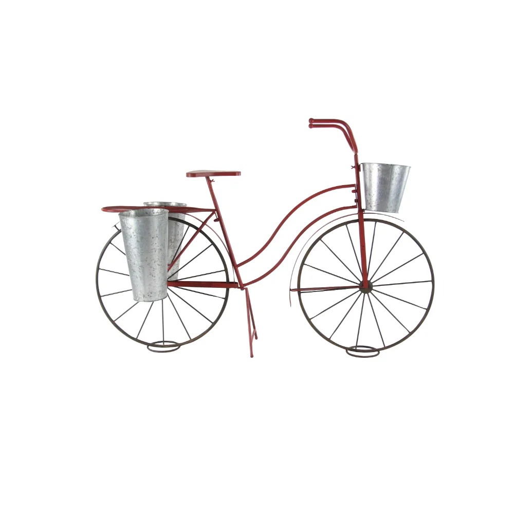 DecMode 56" x 21" x 38" Red Metal Indoor Outdoor Bike Plantstand with Basket and Saddle Bag Planters
DecMode 56" x 21" x 38" Red Metal Indoor Outdoor Bike Plantstand with Basket and Saddle Bag Planters