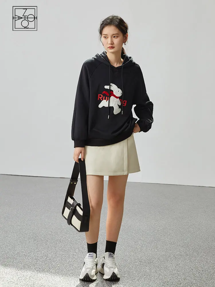 ZIQIAO Loose Hooded Sweater Women's New Casual Top Autumn Winter 2022 Running Rabbit Printing Black Full Sleeve Women Hooded 
ZIQIAO Loose Hooded Sweater Women's New Casual Top Autumn Winter 2022 Running Rabbit Printing Black Full Sleeve Women Hooded