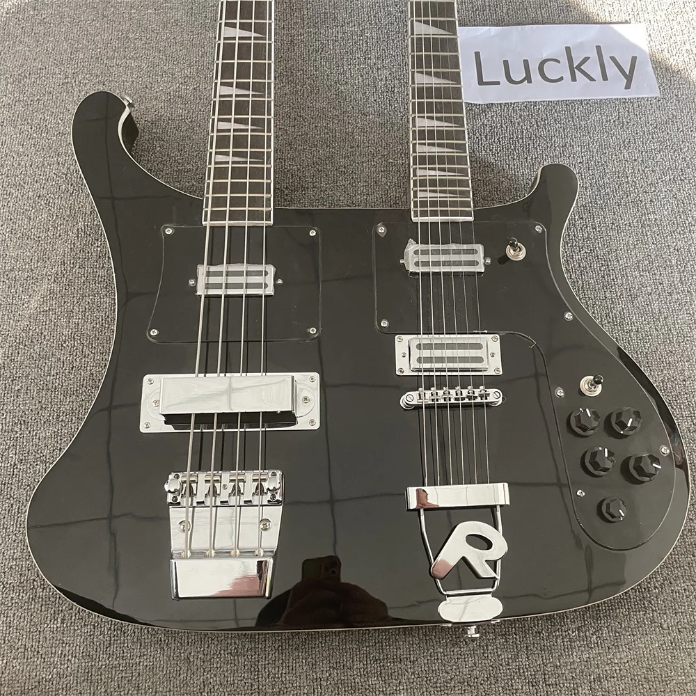 Factory customized ricken double neck electric guitar, black painted 4-string bass and 6-string guitar, free transportation
Factory customized ricken double neck electric guitar, black painted 4-string bass and 6-string guitar, free transportation
