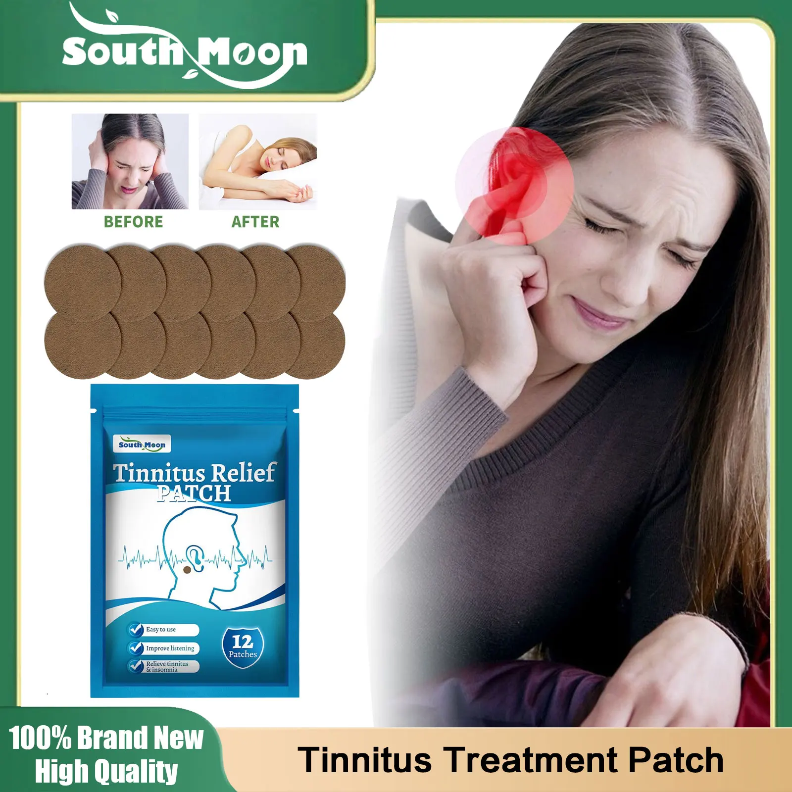 

Tinnitus Treatment Patch Ear Pain Ringing Buzzing Relief Hearing Loss Sticker Improve Deafness Herbal Extract Medical Plaster