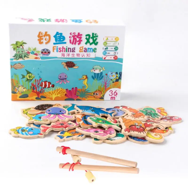Wooden Magnetic Fishing Toy Children's Hands-on Parent-child Interactive Game Montessori Cartoon Marine Life Cognition Fish Game
Wooden Magnetic Fishing Toy Children's Hands-on Parent-child Interactive Game Montessori Cartoon Marine Life Cognition Fish Game