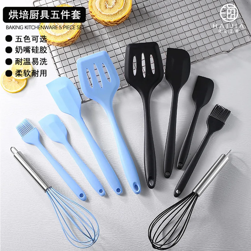 Silicone kitchenware 5-piece set egg beater scraper oil brush baking tool silicone kitchenware set kitchen tools
Silicone kitchenware 5-piece set egg beater scraper oil brush baking tool silicone kitchenware set kitchen tools