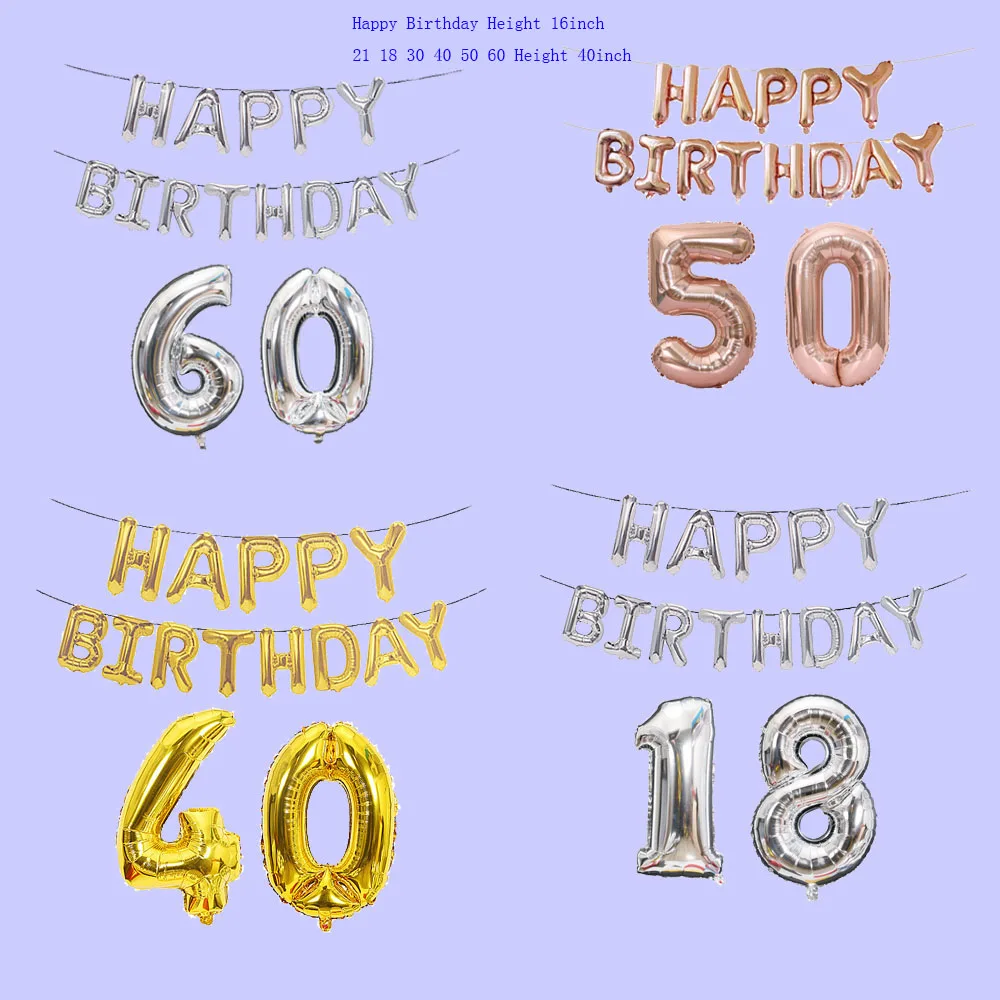 15pcs 18 21 30 40 60 Happy birthday foil balloon mother grandmother birthday celebration event party supplies DIY decoration
15pcs 18 21 30 40 60 Happy birthday foil balloon mother grandmother birthday celebration event party supplies DIY decoration