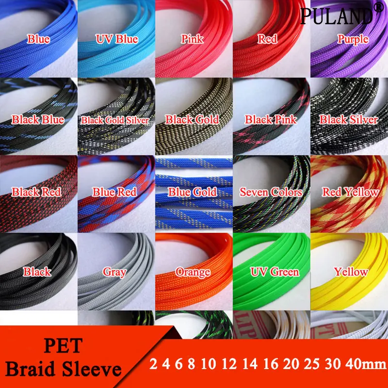 

10M New Tight High Density PET Expandable Braided Sleeve 2 4 6 8 10 12 14 16 18 20 25 30 40mm Wire Cable Insulated Protection