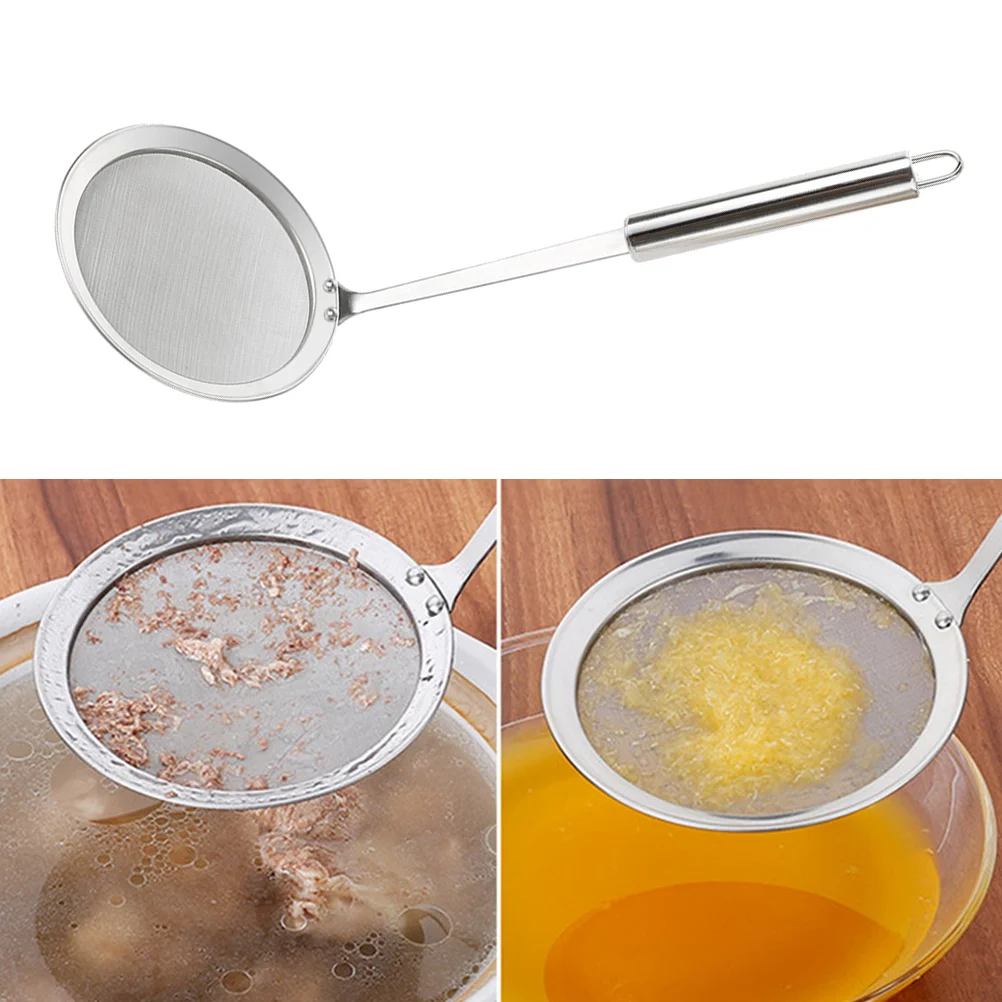 1pc Stainless Steel Skimmer Fine Mesh Long Handle Comfortable Sturdy Thickened Ladle for Skimming Grease
1pc Stainless Steel Skimmer Fine Mesh Long Handle Comfortable Sturdy Thickened Ladle for Skimming Grease