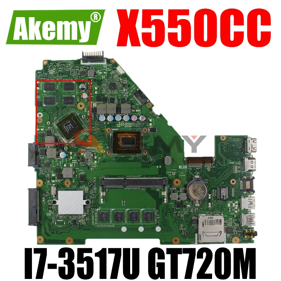 AKEMY X550CC Laptop Motherboard For ASUS X550C A550C X550CL R510C Original Mainboard 4GB-RAM I7-3517U GT720M
AKEMY X550CC Laptop Motherboard For ASUS X550C A550C X550CL R510C Original Mainboard 4GB-RAM I7-3517U GT720M