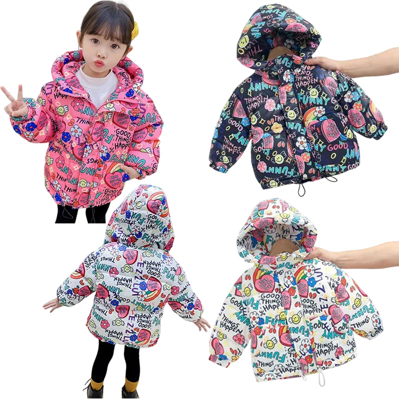 2022 New Winter Coats Thicken Warm Girls Down Jackets Cartoon Letter Hooded Kids Clothing Fashion Children Zipper Outerwear Coat
2022 New Winter Coats Thicken Warm Girls Down Jackets Cartoon Letter Hooded Kids Clothing Fashion Children Zipper Outerwear Coat