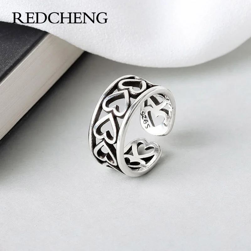 REDCHENG 925 Sterling Silver Hollow Love Heart Rings for Women Vintage Creative Fashion Temperament Engagement Jewelry Gifts
REDCHENG 925 Sterling Silver Hollow Love Heart Rings for Women Vintage Creative Fashion Temperament Engagement Jewelry Gifts