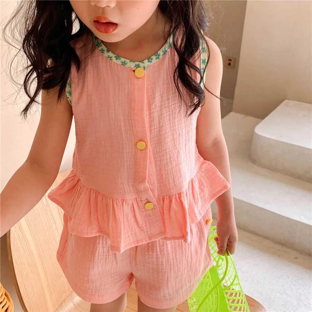 Kids Costume Suits 2022 Summer Girls Baby New Solid Sleeveless Shirt+Shorts Fashion Children's Clothing Sets for Toddler 1-6 Y
Kids Costume Suits 2022 Summer Girls Baby New Solid Sleeveless Shirt+Shorts Fashion Children's Clothing Sets for Toddler 1-6 Y