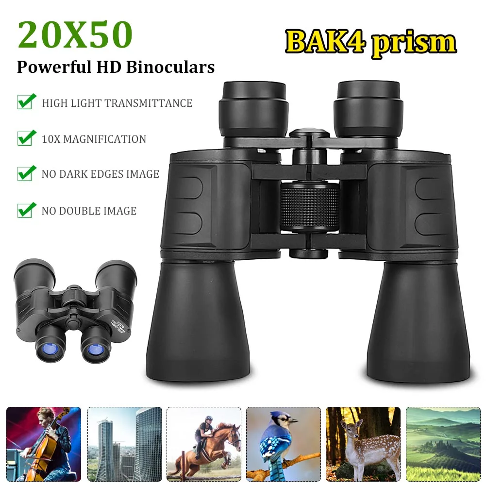 20x50 BAK4 Professional Binocular Telescope HD Powerful 10X High Zoom Sight Low Night Vision Outdoor Hunting Camping Device
20x50 BAK4 Professional Binocular Telescope HD Powerful 10X High Zoom Sight Low Night Vision Outdoor Hunting Camping Device
