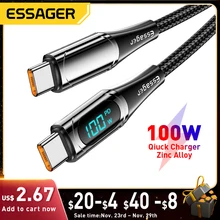 Essager USB Type C To USB C Cable 100W/5A PD Fast Charging Charger Wire Cord For Macbook Xiaomi Samsung Type-C USBC Cable 2M
