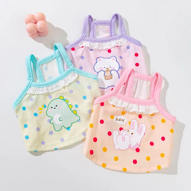 

Spring Summer Pet Clothes Kitten Puppy Cute Vest Small and Medium-sized Dog Sweet Round Dot Camisole Chihuahua Yorkshire Poodle