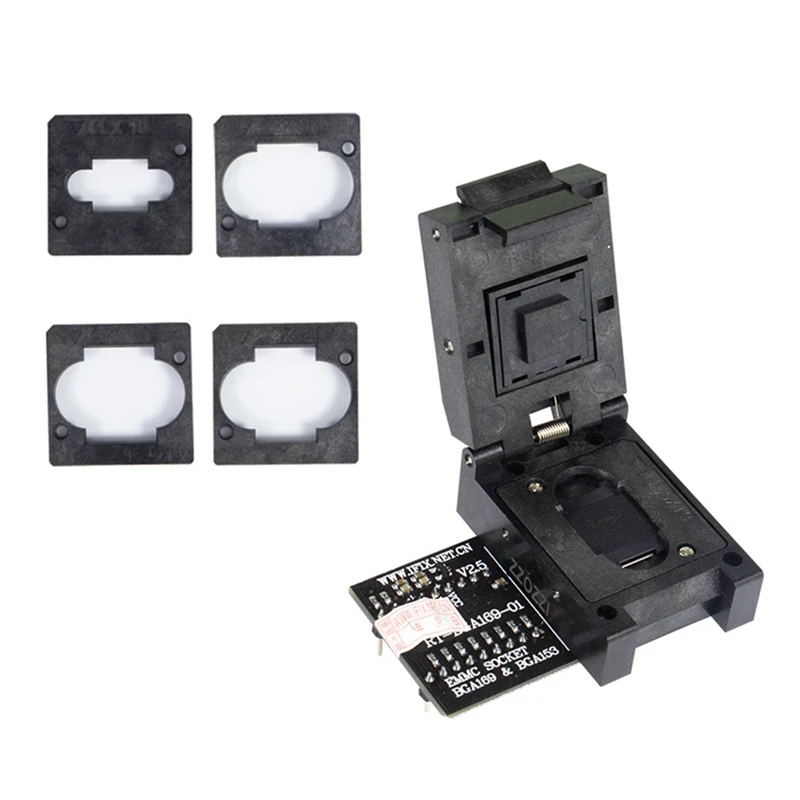 RT-BGA169-01 BGA169 / BGA153 EMMC адаптер V2.5 с 4 боксами BGA для программатора RT809H
RT-BGA169-01 BGA169 / BGA153 EMMC адаптер V2.5 с 4 боксами BGA для программатора RT809H