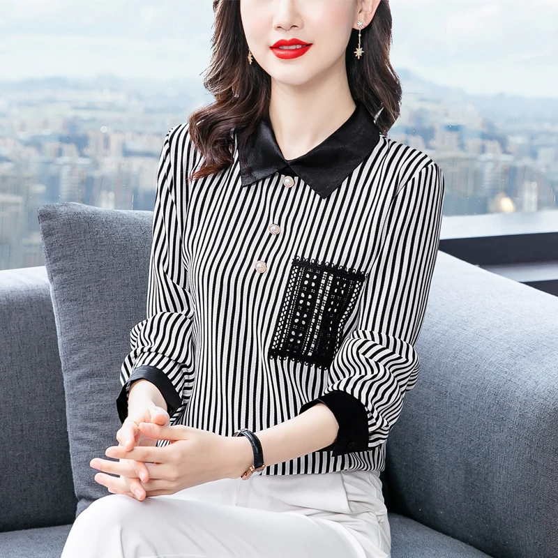 Шифоновая женская блузка свободная повседневная рубашка для девочек летний модный топ в полоску с длинным рукавом Женская одежда в Корейск...
Шифоновая женская блузка свободная повседневная рубашка для девочек летний модный топ в полоску с длинным рукавом Женская одежда в Корейск...