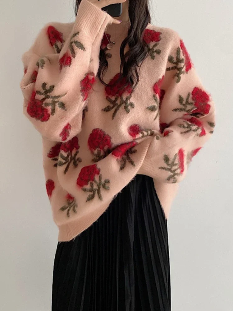 Women's Sweater 2023 Autumn/Winter New Knit O-Neck Korean Fashion Long Sleeved Pullovers LOOSE Floral Women's Clothing Tops
Women's Sweater 2023 Autumn/Winter New Knit O-Neck Korean Fashion Long Sleeved Pullovers LOOSE Floral Women's Clothing Tops