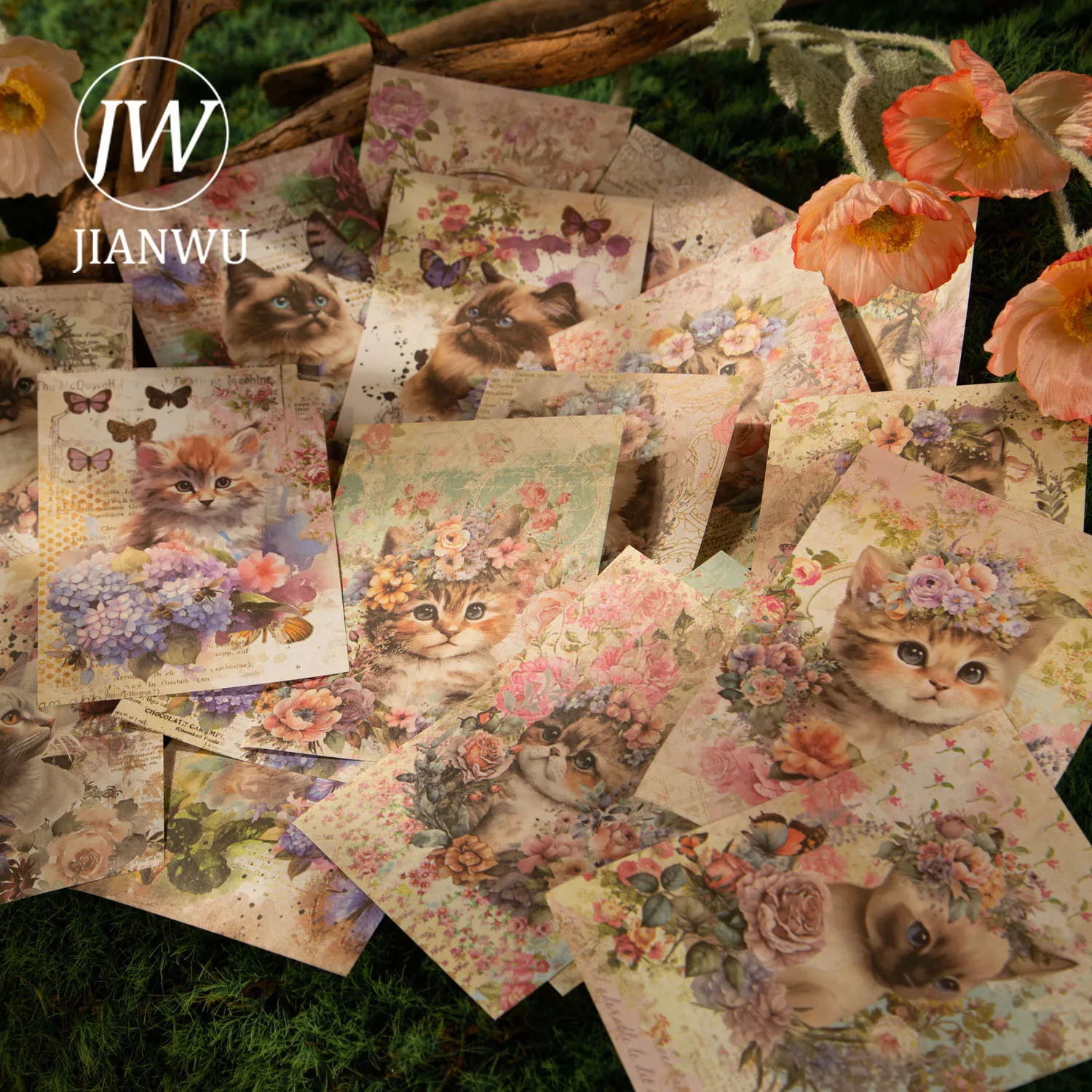 

JIANWU 30 листов Кот в саду серия винтажный цветочный коллаж декор Материал Бумага Креативный Сделай Сам мусорный журнал Канцтовары