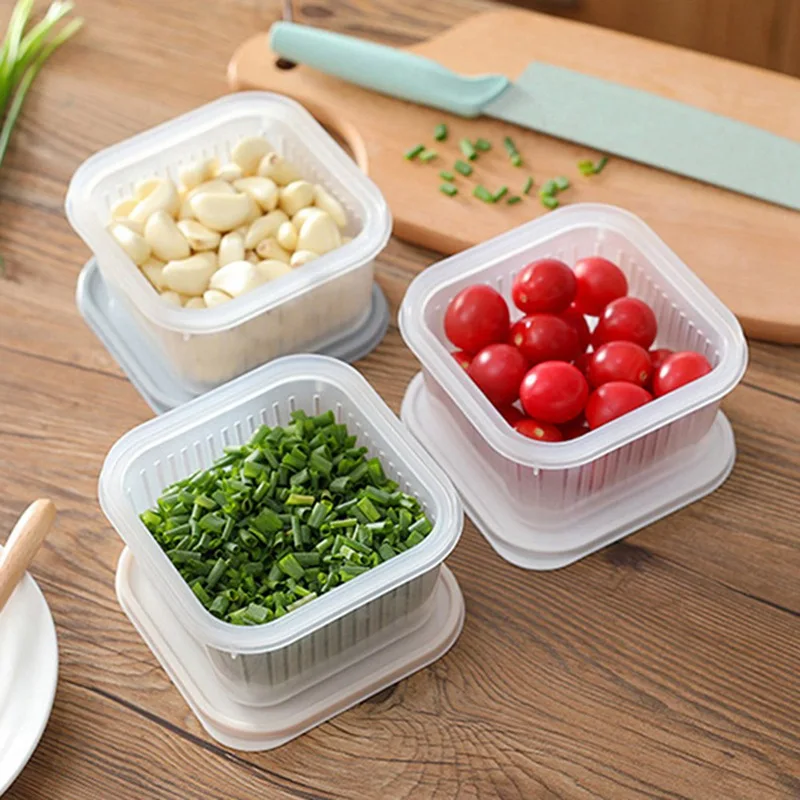 Plastic 2 Layer Drain Fresh Keeping Box Side Dish Green Onion Storage Box Sealed Fresh-keeping Storage Case Kitchen Accessories
Plastic 2 Layer Drain Fresh Keeping Box Side Dish Green Onion Storage Box Sealed Fresh-keeping Storage Case Kitchen Accessories