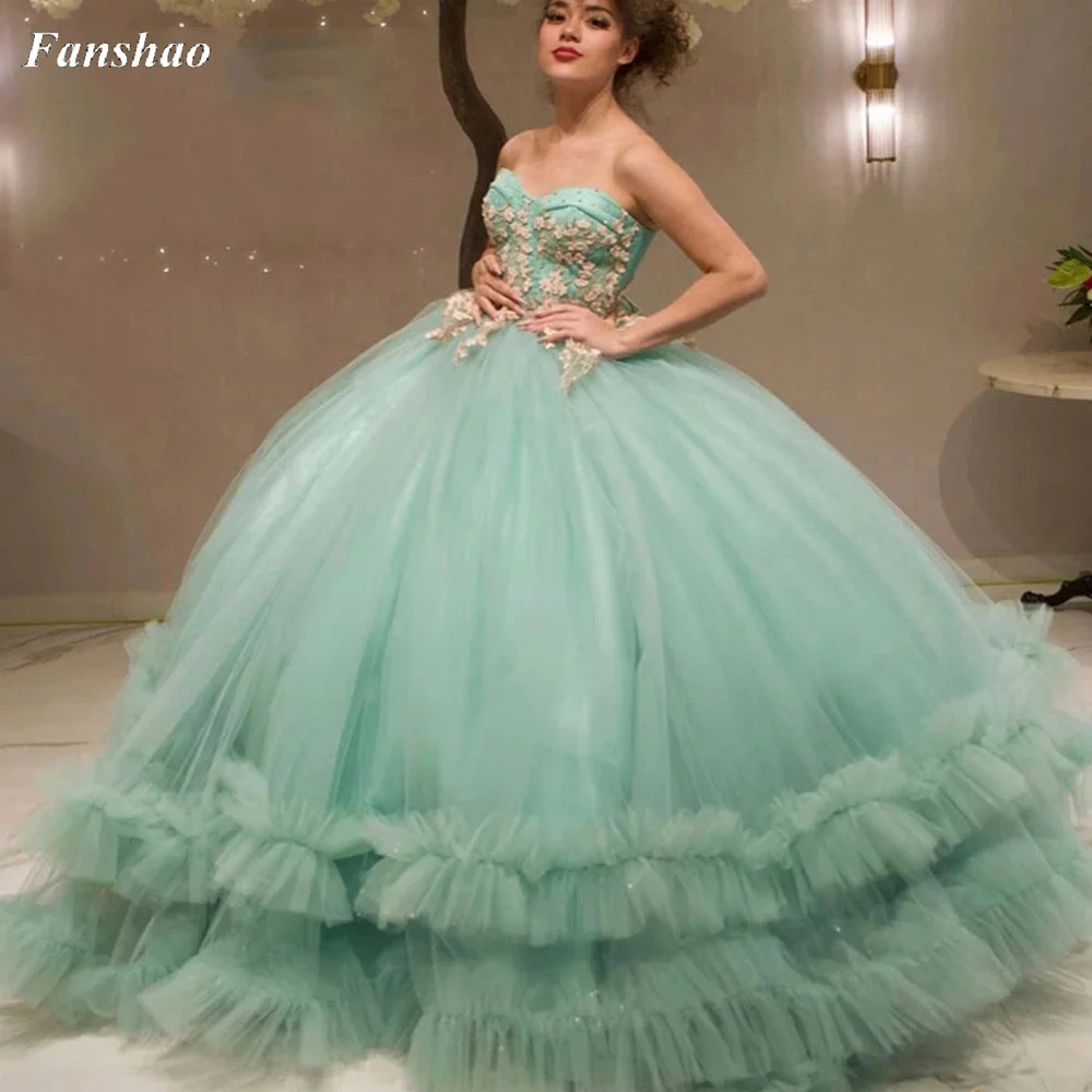 Fanshao wd601 Ruffles Quinceanera Dress Ball Gown Sweetheart Sequins Appliques Beads Sweet 15 Dress Ruched Sleeveless
Fanshao wd601 Ruffles Quinceanera Dress Ball Gown Sweetheart Sequins Appliques Beads Sweet 15 Dress Ruched Sleeveless