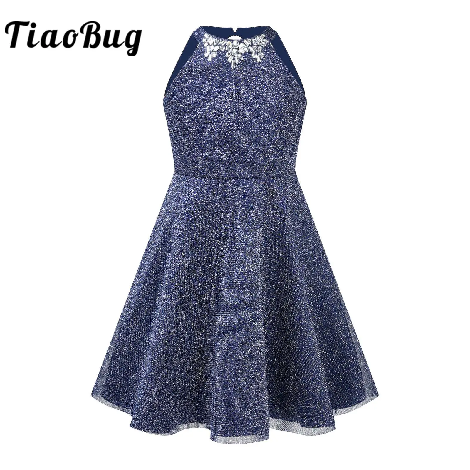 Kids Girls Rhinestone Shimmering Party Dress Halter Sleeveless A-Line Formal Prom Dresses for Birthday Wedding Evening Gown
Kids Girls Rhinestone Shimmering Party Dress Halter Sleeveless A-Line Formal Prom Dresses for Birthday Wedding Evening Gown