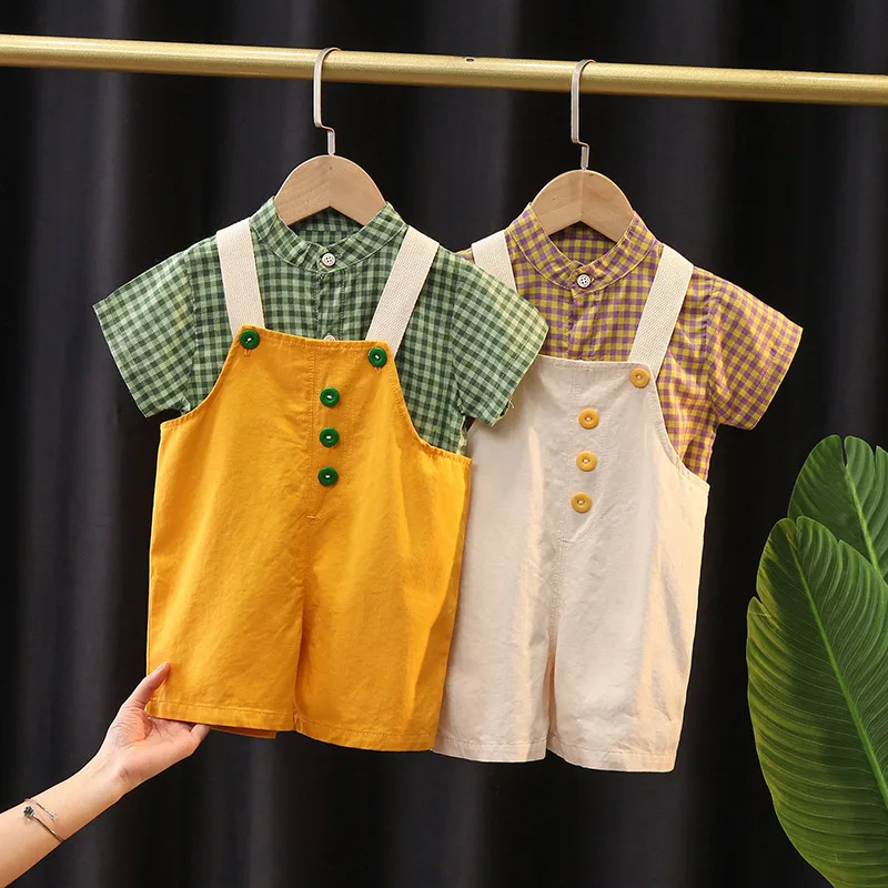IENENS Toddler Casual Clothes Baby Clothing Sets Boy Summer Plaid Shirts + Overalls Shorts Suits Children Short Sleeves Outfits
IENENS Toddler Casual Clothes Baby Clothing Sets Boy Summer Plaid Shirts + Overalls Shorts Suits Children Short Sleeves Outfits