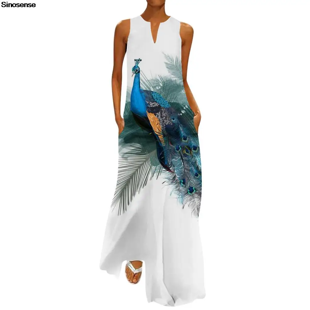 Animal Peacock Printed White Dress Elegant Casual Vintage Loose Dress Woman Long Maxi Summer Boho Beach Swing Dress 3XL 4XL 5XL 
Animal Peacock Printed White Dress Elegant Casual Vintage Loose Dress Woman Long Maxi Summer Boho Beach Swing Dress 3XL 4XL 5XL