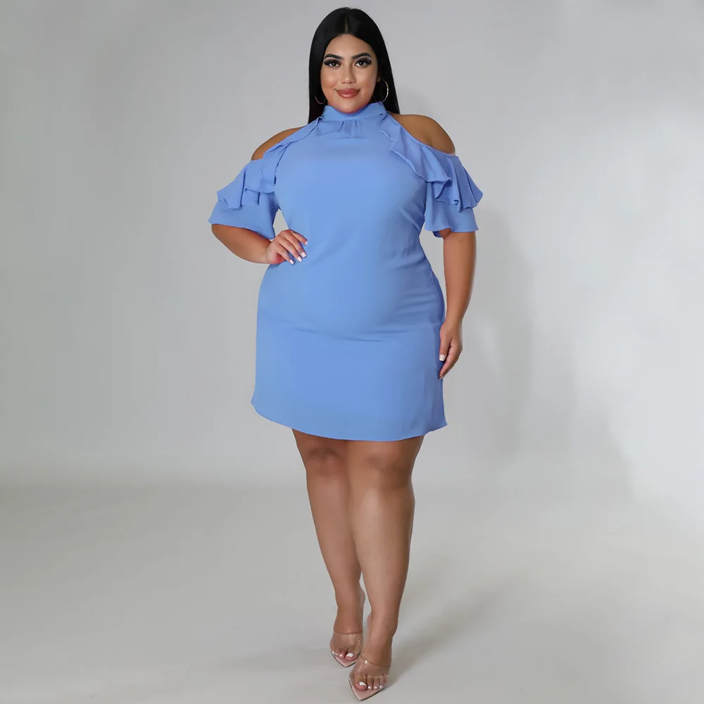 Summer Plus Size Dress Ruffled Sexy Off-the-shoulder Solid Color Temperament Irregular Dress Over Size Western Style Ladies 2022
Summer Plus Size Dress Ruffled Sexy Off-the-shoulder Solid Color Temperament Irregular Dress Over Size Western Style Ladies 2022