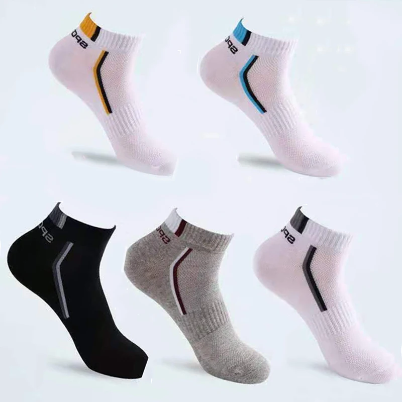 

10 Pieces=5 Pairs/lot Men's Socks Mesh Breathable Ankle Summer Cotton Sports Absorb Sweat Set Meias Casual Short Socks for Men