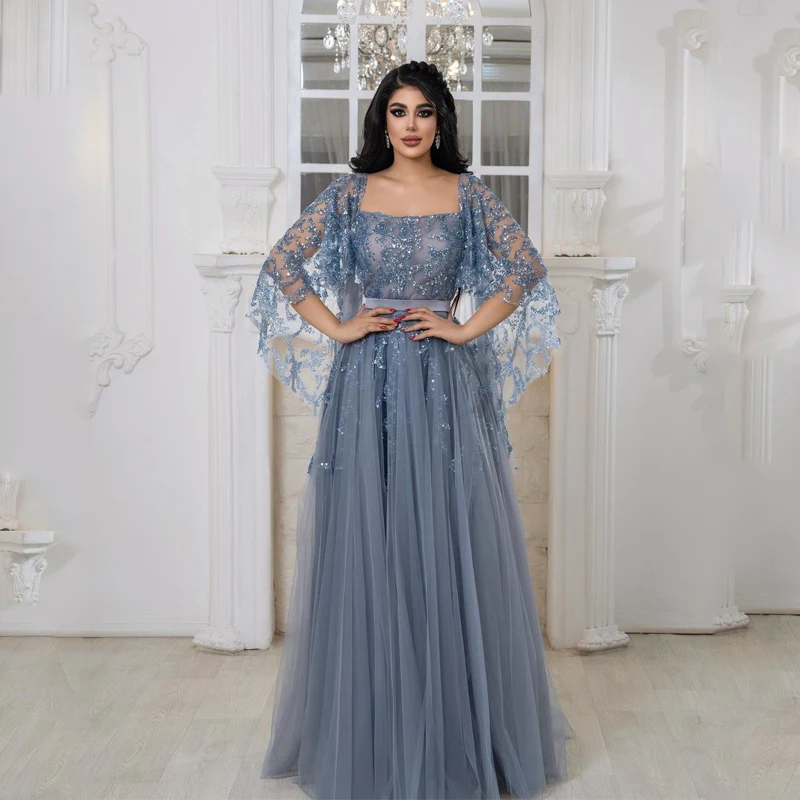 2023 Grey A-Line Sexy Cape Sleeves Beaded Luxury Arabic Evening Dresses Gowns For Women Wedding Party Dress
2023 Grey A-Line Sexy Cape Sleeves Beaded Luxury Arabic Evening Dresses Gowns For Women Wedding Party Dress