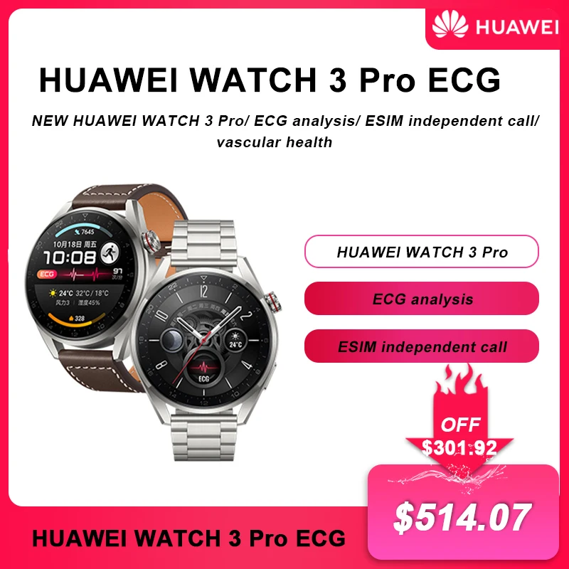 Original HUAWEI WATCH 3 Pro new ECG Analysis eSIM Standalone Call and Networking Exclusive Titanium Strap GPS NFC SmartWatch
Original HUAWEI WATCH 3 Pro new ECG Analysis eSIM Standalone Call and Networking Exclusive Titanium Strap GPS NFC SmartWatch