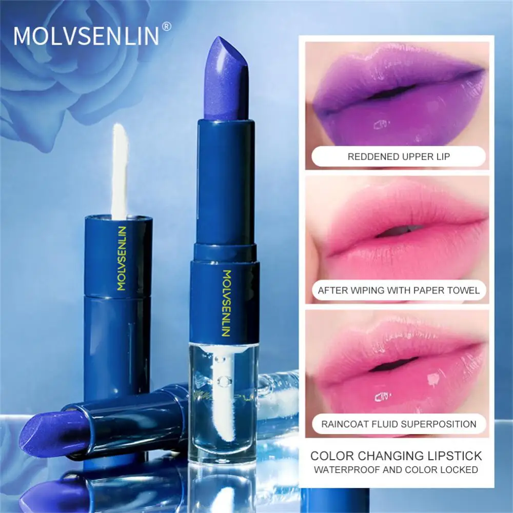 

Double-ended Temperature Change Lipsticks Waterproof Color-locking Lipstick Moisturizing Nourishing Color-changing Lipstick 1PC