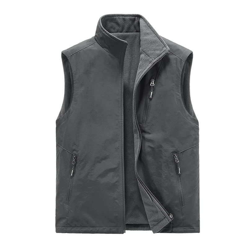 

Men Vest Double Side Wear Casual Vests Fishering Coats Mens Sleeveless Jacket Autumn Waistcoat Fashion Vetements Male Size M-6XL