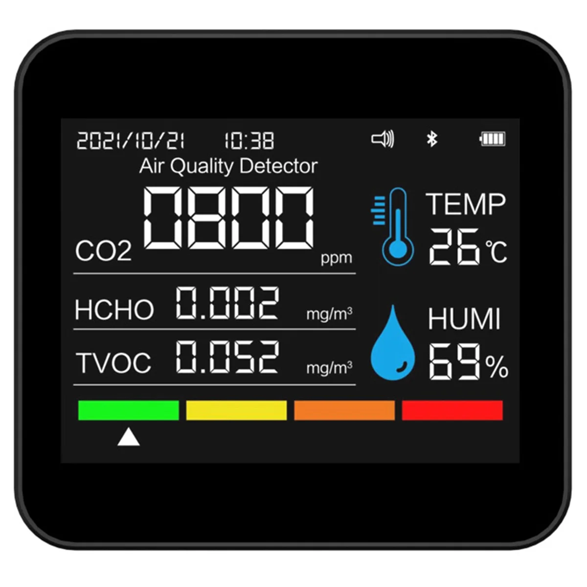 9-in-1 Air Quality Monitor CO2 Meter APP BT Carbon Dioxide Detector PM2.5 PM1.0 PM10 Temperature Humidity CO2 Sensor
9-in-1 Air Quality Monitor CO2 Meter APP BT Carbon Dioxide Detector PM2.5 PM1.0 PM10 Temperature Humidity CO2 Sensor