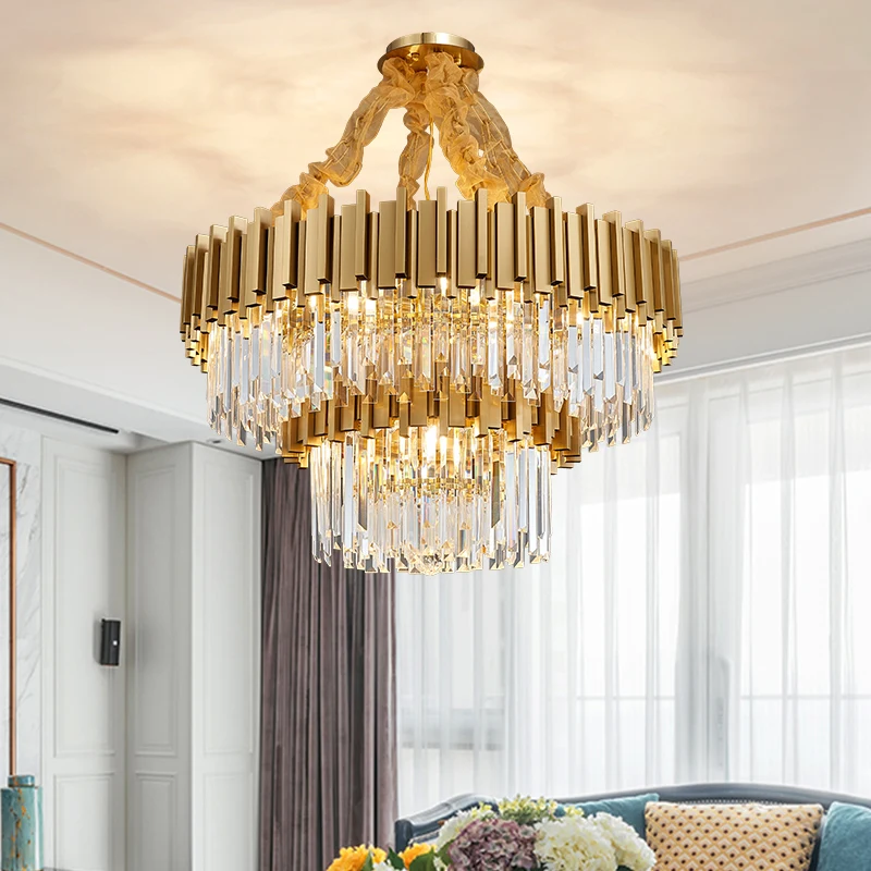 Modern Light Luxury Living Room Crystal Chandelier Restaurant Model Room Hotel Lobby Stainless Steel Creative High Hollow Lamps
Modern Light Luxury Living Room Crystal Chandelier Restaurant Model Room Hotel Lobby Stainless Steel Creative High Hollow Lamps