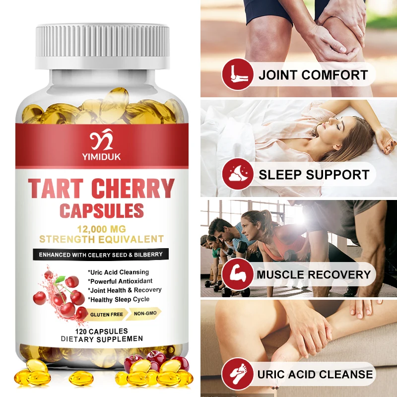 

Tart Cherry Extract Capsules Joint Health Sleep Support & Balanced Inflammation Enhance Physical & Mental Health