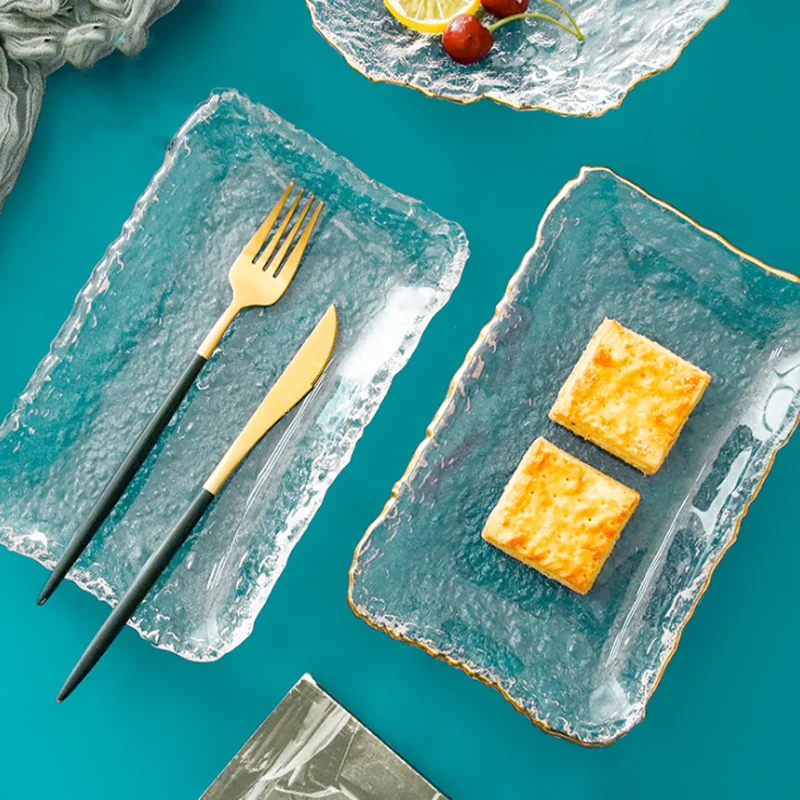 Gold Inlay Edge Glass Plate Food Storage-Container Salad Fruit Dessert Dishes Transparent Irregular Crystal Creative Nordic
Gold Inlay Edge Glass Plate Food Storage-Container Salad Fruit Dessert Dishes Transparent Irregular Crystal Creative Nordic