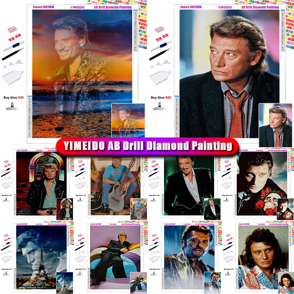 YIMEIDO 5D AB Diamond Painting Johnny Halliday Cross Stitch Kit Diamond Embroidery Portrait Mosaic Art Picture of Rhinestones
YIMEIDO 5D AB Diamond Painting Johnny Halliday Cross Stitch Kit Diamond Embroidery Portrait Mosaic Art Picture of Rhinestones