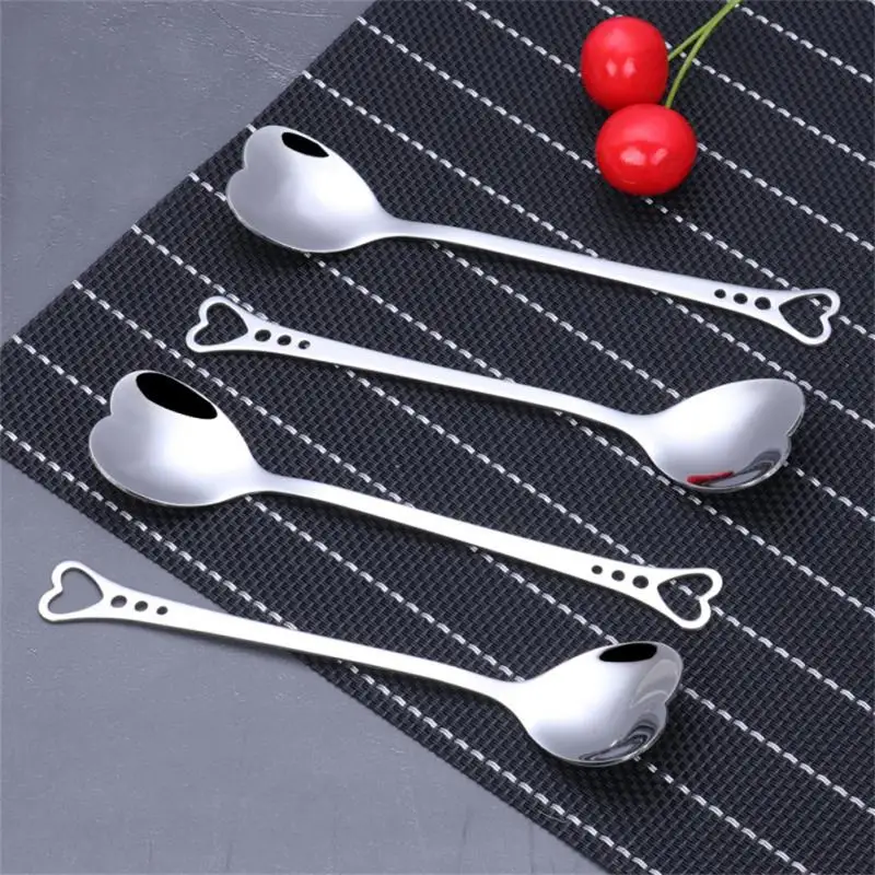 

2/4/5PCS Portable Stirring Spoon Valentines Day Silver Coffee Spoons Heart-shaped Coffeeware Kitchen Tools And Gadgets Creative