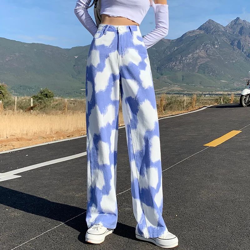 Harajuku Tie Dye Jeans Women Loose Yong Sweet Bottom Wide Leg High-Waist Jeans 2022 Spring Summer
Harajuku Tie Dye Jeans Women Loose Yong Sweet Bottom Wide Leg High-Waist Jeans 2022 Spring Summer