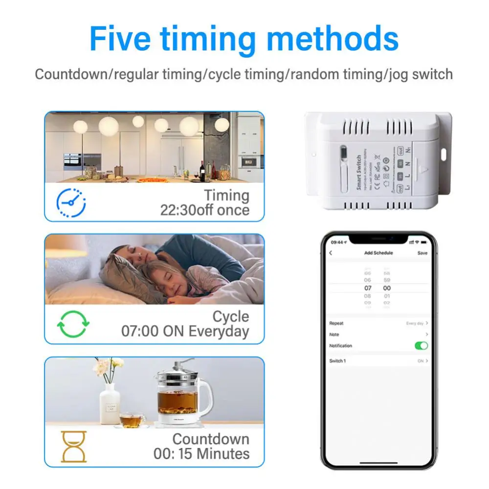 1~5PCS 20A Tuya Smart Home Wifi Switch Wireless Smart Switch Timer Smart Life Voice Control DIY Automation Module With Power
1~5PCS 20A Tuya Smart Home Wifi Switch Wireless Smart Switch Timer Smart Life Voice Control DIY Automation Module With Power