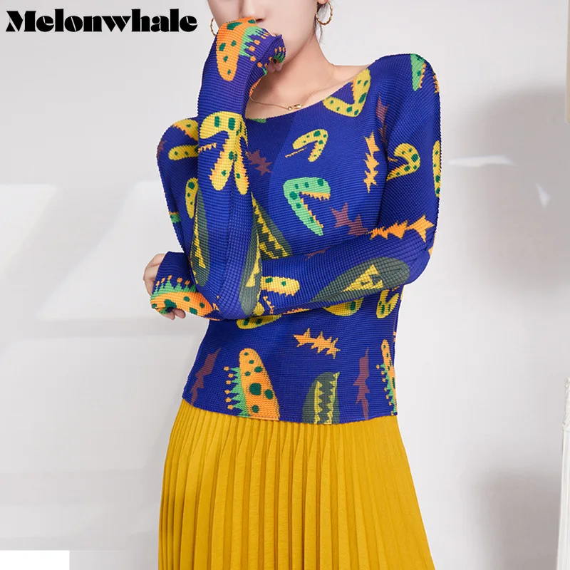 MelonWhale Cartoon Print Miyake Pleated T-shirt Korean Casual O-Neck Long Sleeves Tops Women 2023 Summer Designer Clothes
MelonWhale Cartoon Print Miyake Pleated T-shirt Korean Casual O-Neck Long Sleeves Tops Women 2023 Summer Designer Clothes