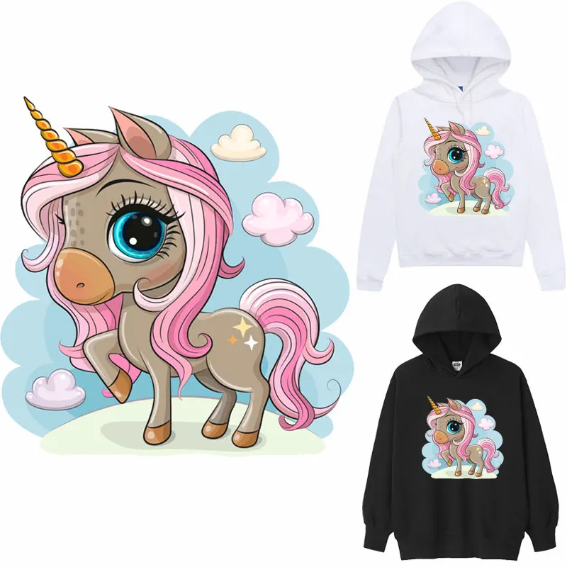 

Cute Unicorn Pony Patches on Clothes Little Horse Animal Iron-on Transfers for Clothing Stickers Thermoadhesive Patch for Kids