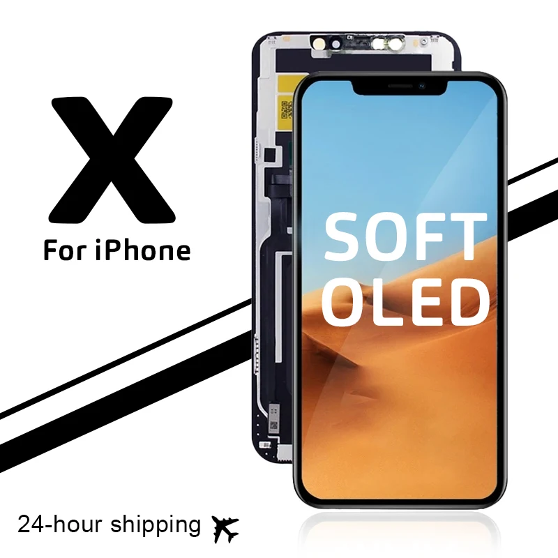 

AAA+ 24 Hour Fast Delivery Soft OLED Screen for iPhone X XR XS Max 11Pro 12 Pro Touch Screen Replacement No Dead Pixel True Tone