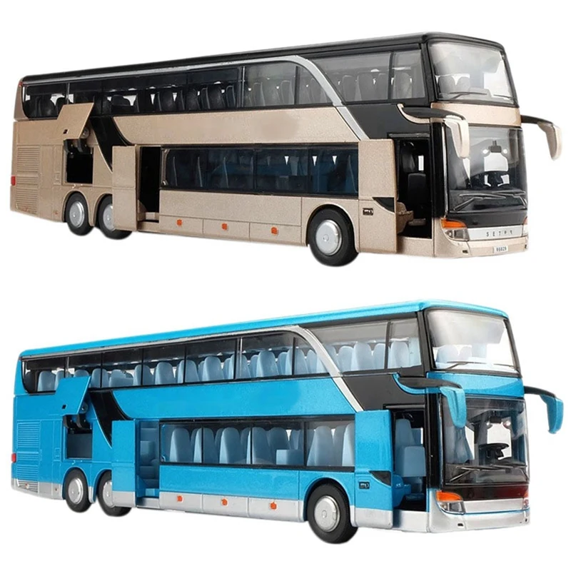 2Pcs 1:32 High Simulation Double Sightseeing Bus Model Toy Cars Alloy Flashing Sound Vehicle Toys - Blue & Gold
2Pcs 1:32 High Simulation Double Sightseeing Bus Model Toy Cars Alloy Flashing Sound Vehicle Toys - Blue & Gold
