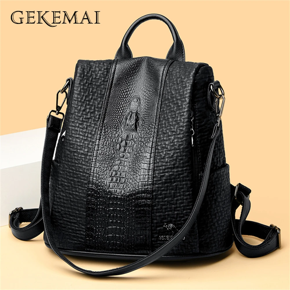 Multifunctional New Ladies Backpack Luxury Designer Solid Color Crocodile Pattern Women Bag Quality Leather Ladies Shoulder Bags
Multifunctional New Ladies Backpack Luxury Designer Solid Color Crocodile Pattern Women Bag Quality Leather Ladies Shoulder Bags