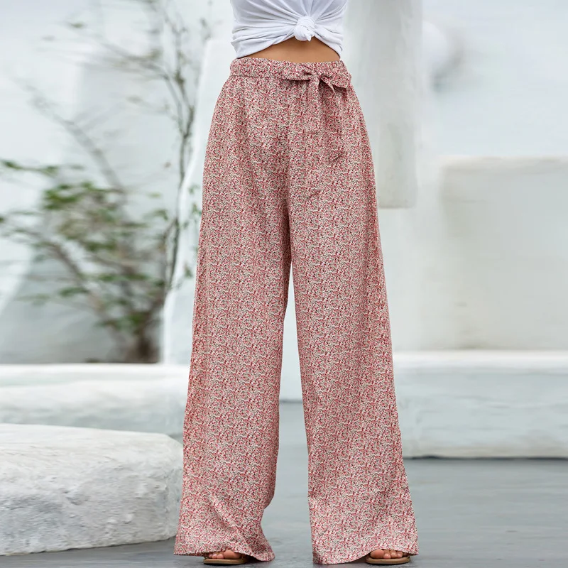 Ladies Summer Floral Print Wide Leg Belt Trousers Ladies Holiday Beach Casual Loose Women's Clothing Vintage Streetwear Trousers
Ladies Summer Floral Print Wide Leg Belt Trousers Ladies Holiday Beach Casual Loose Women's Clothing Vintage Streetwear Trousers